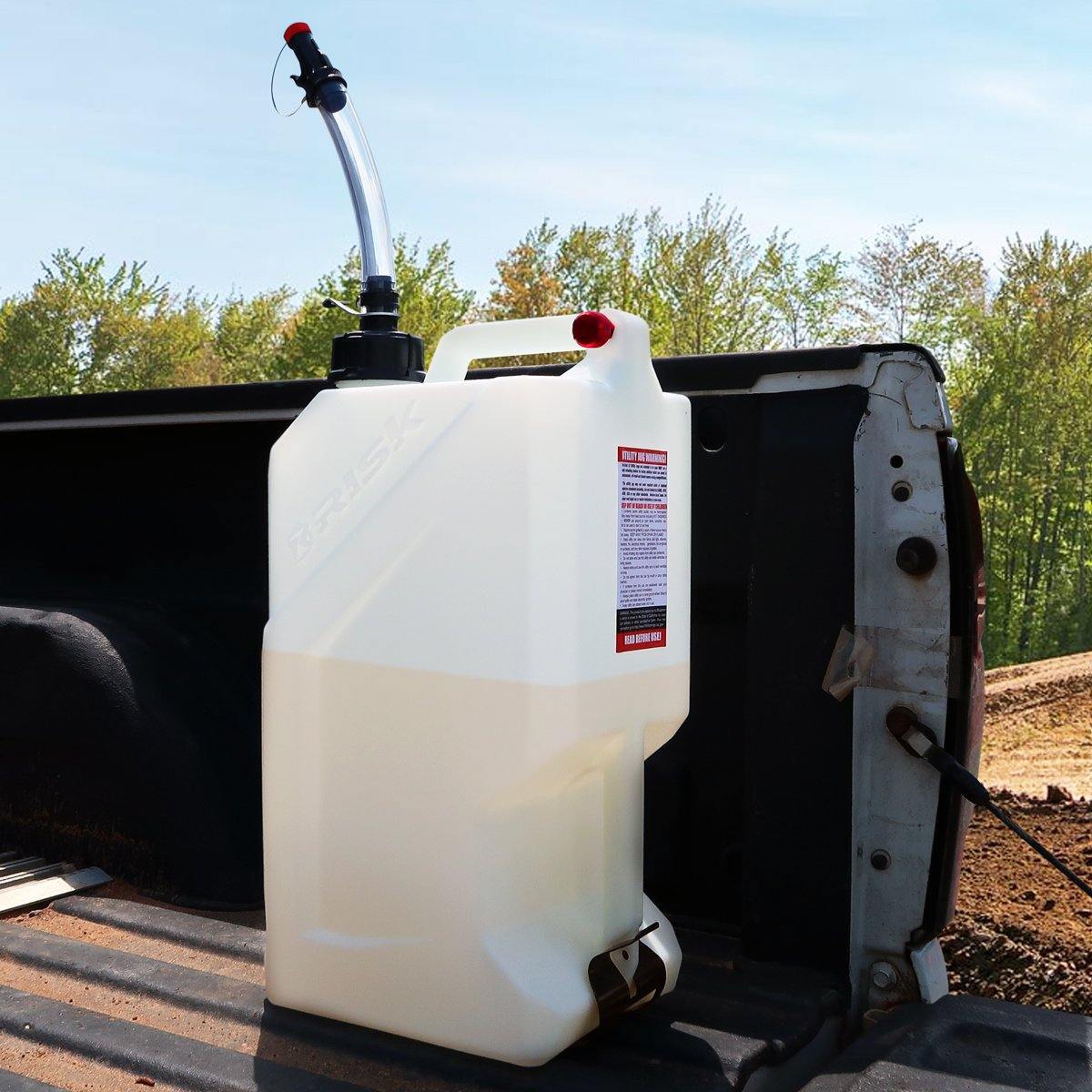 The EZ5 Utility Jug is exactly what the name implies, It is easy to use. It’s a 5 Gallon (19 Liter) jug with a triple handle design that is completely unique. Carry and pour with confidence.