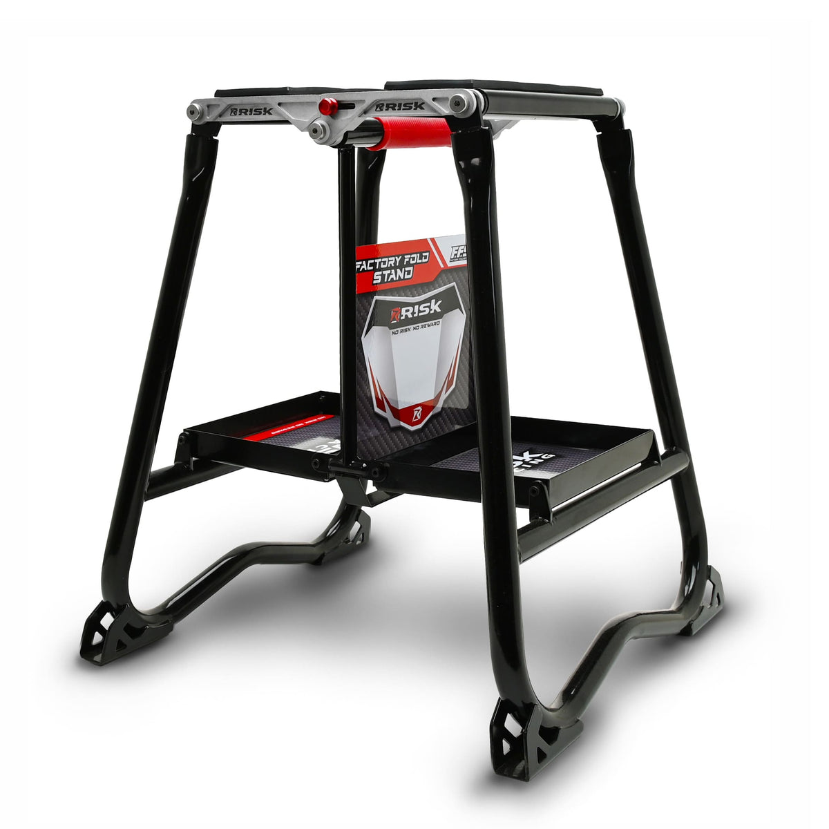 Risk Racing F.F.S. Factory Fold Stand, alternate angle on a white background