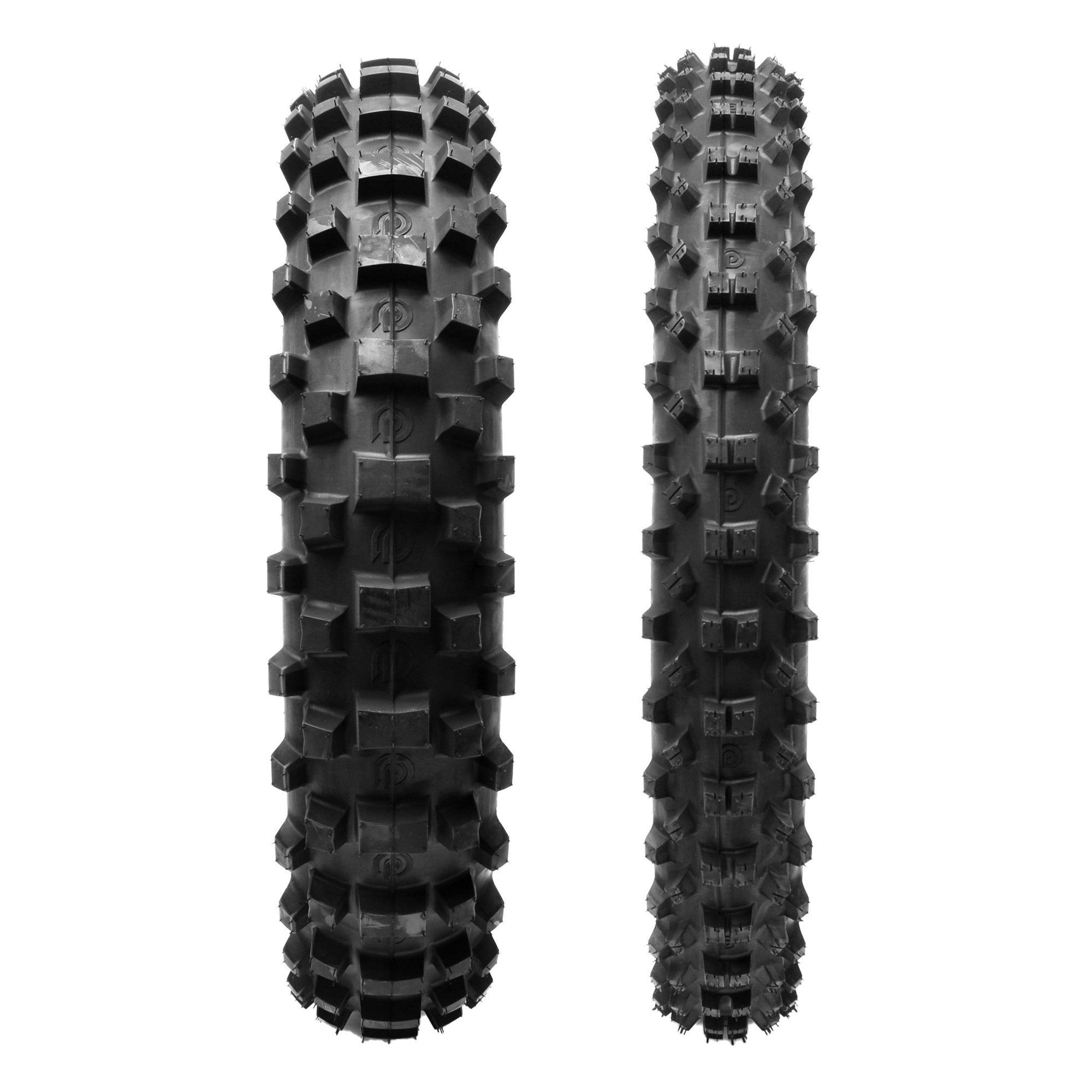 Two off-road dirt bike tires with Matterly GP branding on a white background