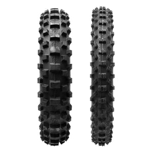 Two off-road dirt bike tires branding on a white background